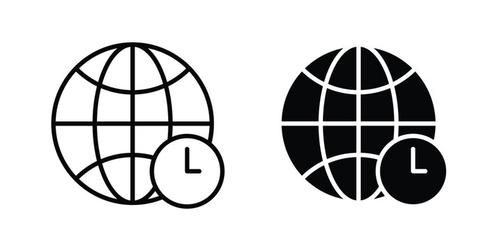 Time zones icon. line and filled black pictograms.