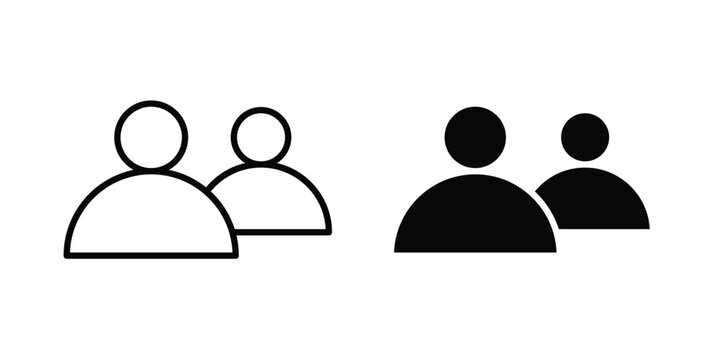 Users icon. line and filled black pictograms.