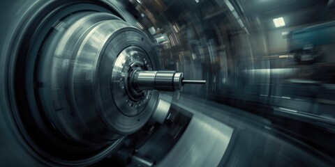 Fototapeta premium Industrial machine tool component spinning with motion blur