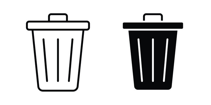 Waste icon. line and filled black pictograms.