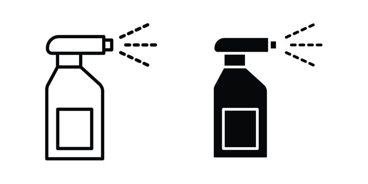 Water spray icon. line and filled black pictograms.