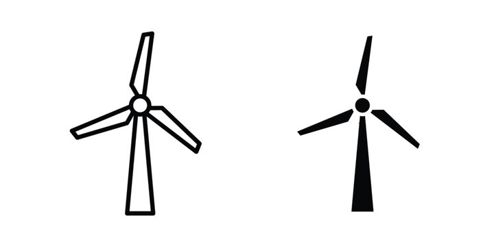 Wind turbine icon. line and filled black pictograms.