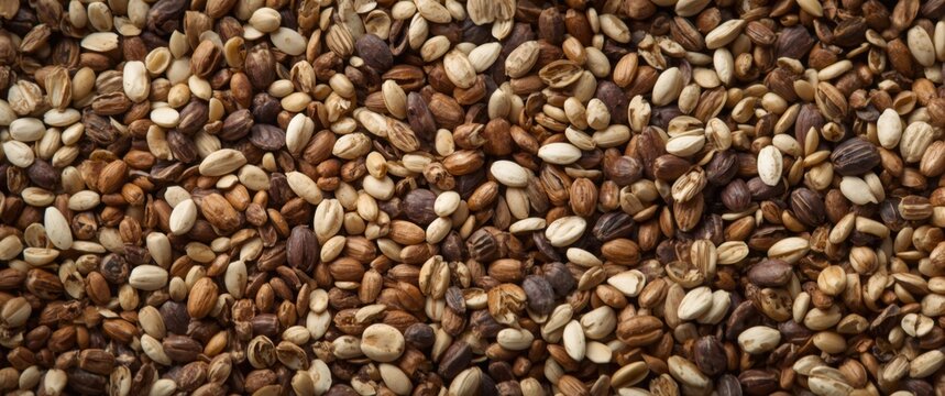 Detailed surface of blended grains and seeds used in bird and livestock nutrition