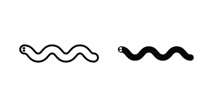Worm icon. line and filled black pictograms.