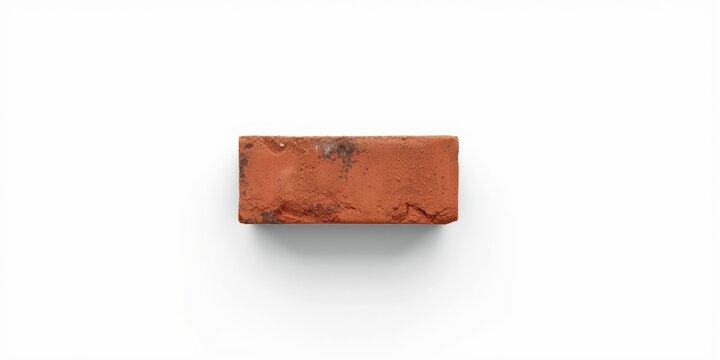 Isolated red brick against pure white background for construction visuals