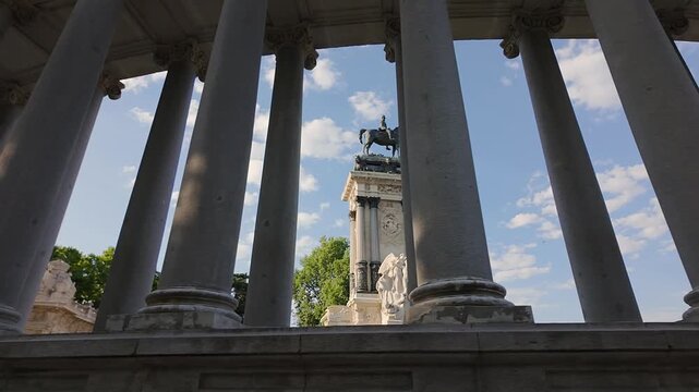 Statue tribute to Alfonso XII in the Retiro Park in Madrid, Spain.