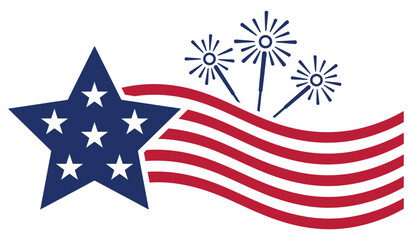 Obraz premium Patriotic american flag with star and fireworks graphic