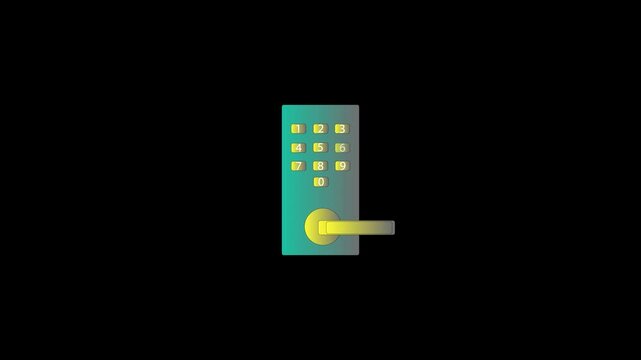 Smart lock animated icon. For home security, press the number key to unlock it. HD video