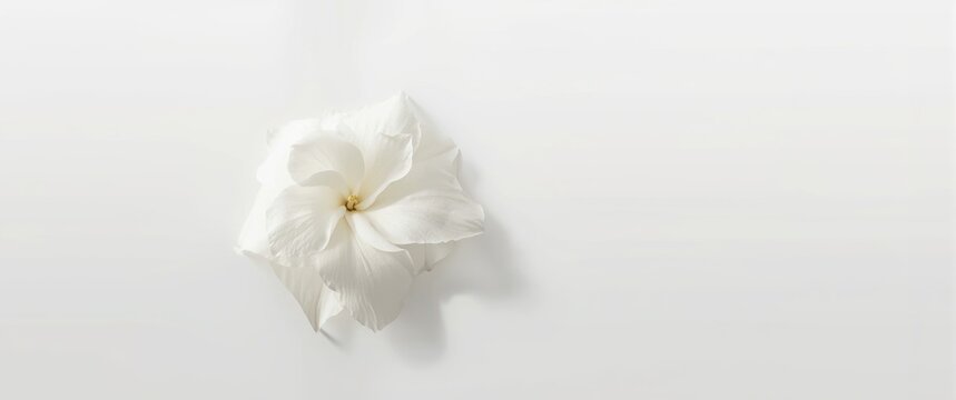 White sampaguita flower in full bloom displayed on an even white background