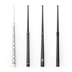 Naklejka premium Four magic wands isolated on white background, used by wizards and witches
