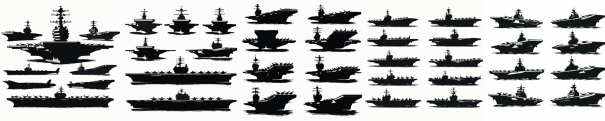 Vector set image silhouette of aircraft carrier © FirdianKrisna