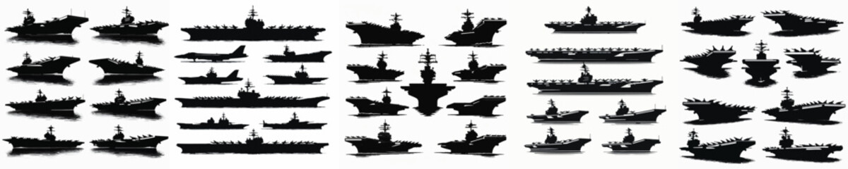Vector set image silhouette of aircraft carrier © FirdianKrisna