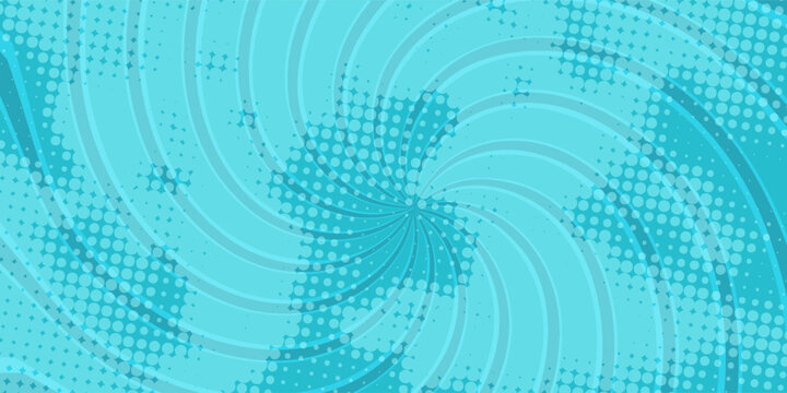 Pop art comic background lightning blast halftone dots. Cartoon Vector Illustration on blue