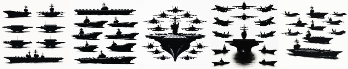 Vector set image silhouette of aircraft carrier © FirdianKrisna