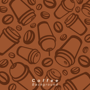 Coffee background, pattern set. Collection icon coffee. Vector