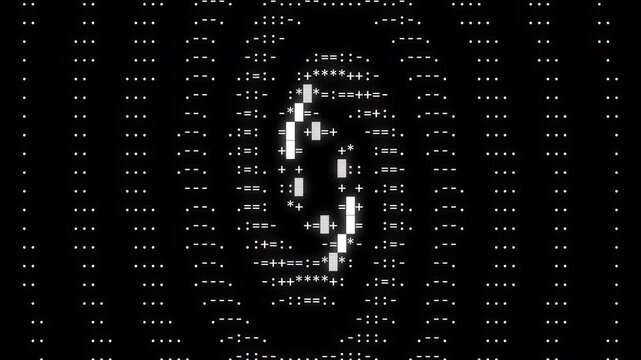 Abstract Monochrome ASCII Diamond Pattern Animation Transparent Overlay 4K