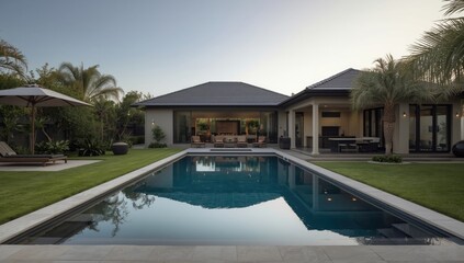 Fototapeta premium Stylish property designed around a private swimming pool feature