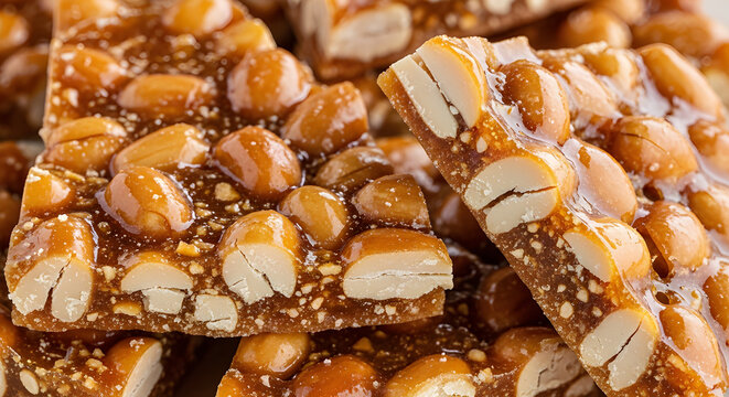 Traditional Brazilian Pe De Moleque Peanut Brittle Candy Macro