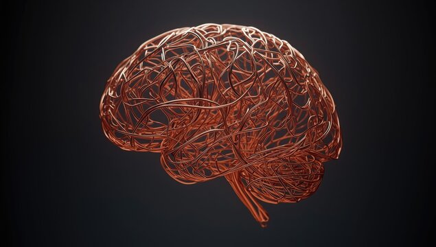 Radiant wiring wrapped into a brain silhouette