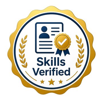 Skills verified badge icon isolated on white background