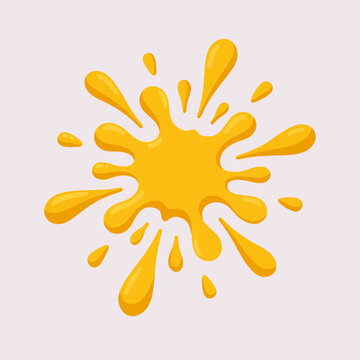 A vibrant yellow splash of paint against a soft, neutral background