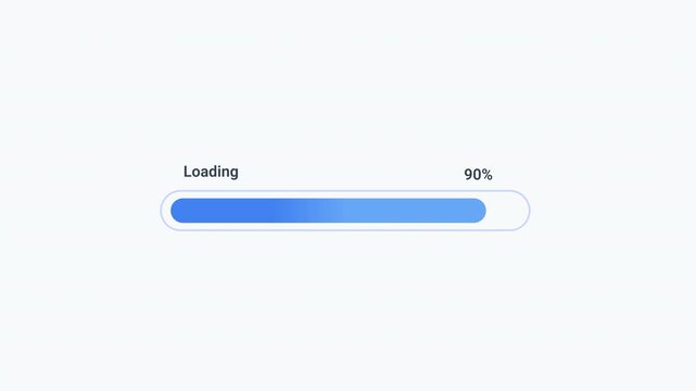Animated progress bar displaying loading status and completion percentage on a minimal interface. Ideal for software applications, system processes, data workflows, user interfaces, and technology con