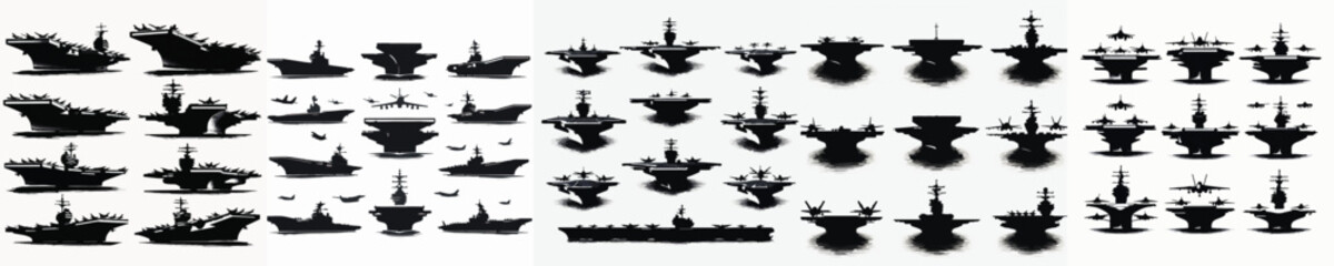 Vector set image silhouette of aircraft carrier © FirdianKrisna