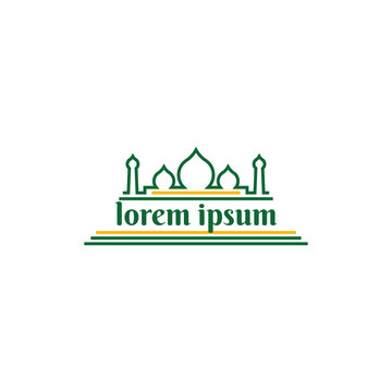 Islamic Mosque Dome Green Line Logo Vector Template