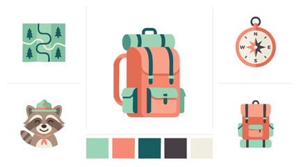 Naklejka premium Camping Gear and Supplies Collection.
