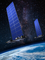 the train of internet communication satellite orbiting the Earth  © Dayan