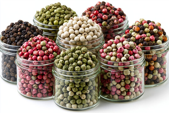 Mixed Peppercorns Seasoning isolated on white background