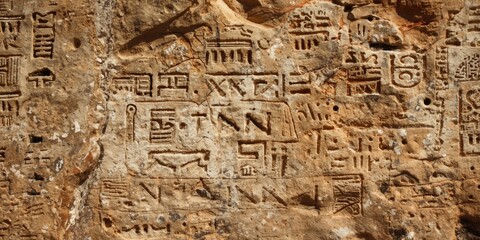 Fototapeta premium Urartian Rock Engraved with Historic Cuneiform Script
