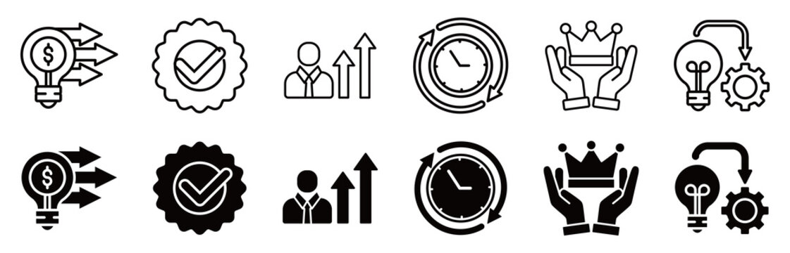 Kaizen icon set. success and implementation vector illustration concept