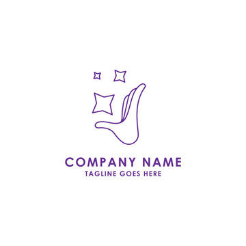 Minimalist Magic Hand Star Line Art Logo Vector Illustration