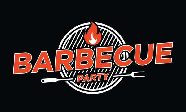 Barbecue Party Grill Logo Vector Illustration, typography