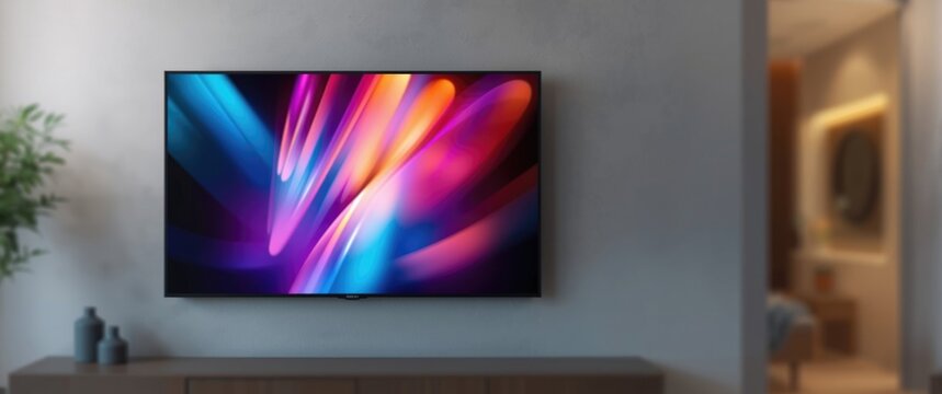 Wall mounted TV display featuring precise clipping path