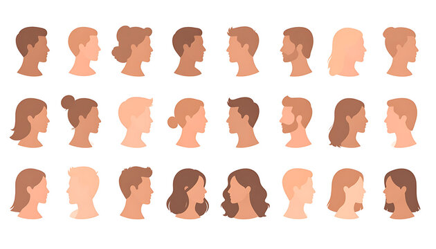 diverse human profiles in pixel art style, different skin tones and hairstyles, representing diversity and community