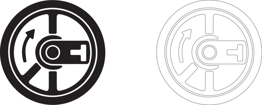 Spacecraft hatch lock vector icon, airtight door latch symbol, docking mechanism fixing, airlock blocking and station safety.