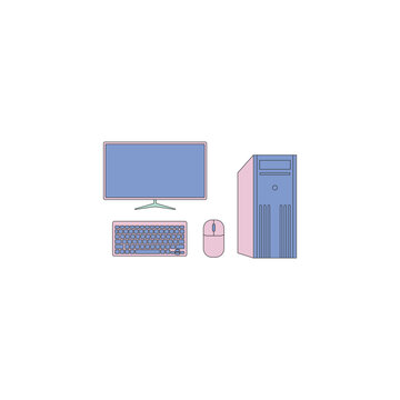 Desktop Computer PC Set Illustration Vector Template
