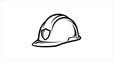 Fototapeta premium Hard Hat Safety Icon with Shield Emblem.