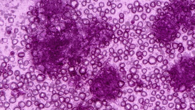 Neutrophil and uncommon lymphocyte cells displayed in detailed blood smear