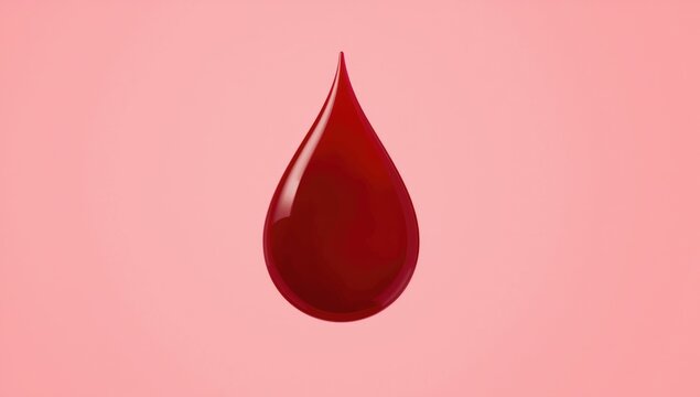 Polished red blood droplet isolated on a simple background encouraging donation commitment