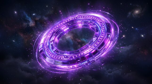 Abstract Space Galaxy Star Nebula Universe Background Illustration with Glowing Cosmic Dust and Deep Blue Night Sky