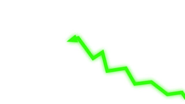 Green zigzag arrow line moving downward on white background
