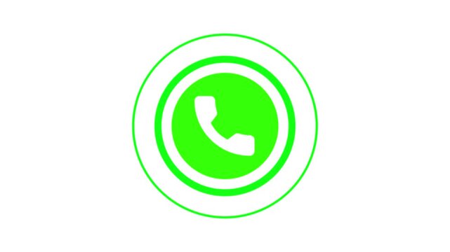 Animated green phone call button for digital communication and ui