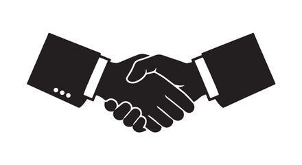 Black and white premium silhouette vector of a handshake icon with sleeves, isolated, business agreement concept, sharp and clean silhouette © MdSamir