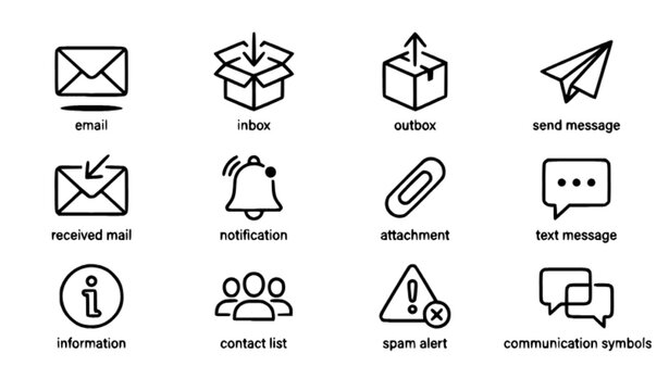 Email Line Icon Collection Vector Communication and Message Outline Symbols
