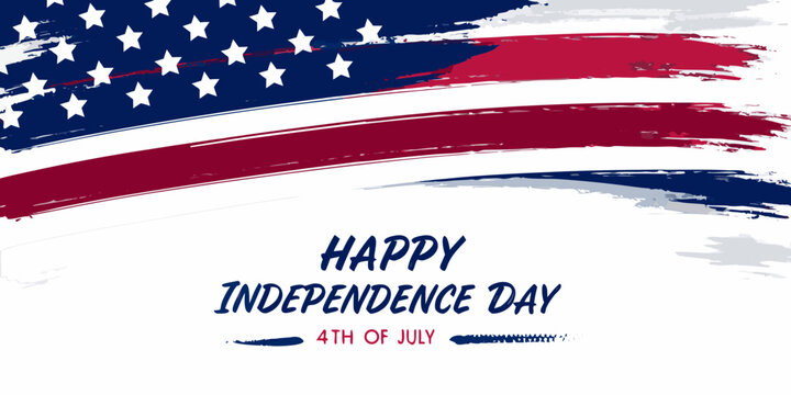American flag brushstroke pattern with independence day text patriotic design