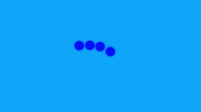 Animated three dots typing icon.Animation loading bar 3 dots looping progress icon on black background.Loading is indicated by a dot.