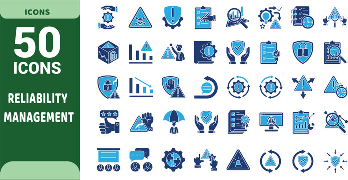 Reliability management vector icons. Quality assurance line signs set. Risk assessment and FMEA icon